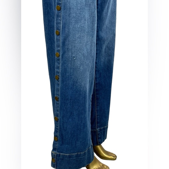 New York & Co Soho Side Snap Break Away Wide Leg Jeans Cotton Size 4 Blue - Picture 2 of 16